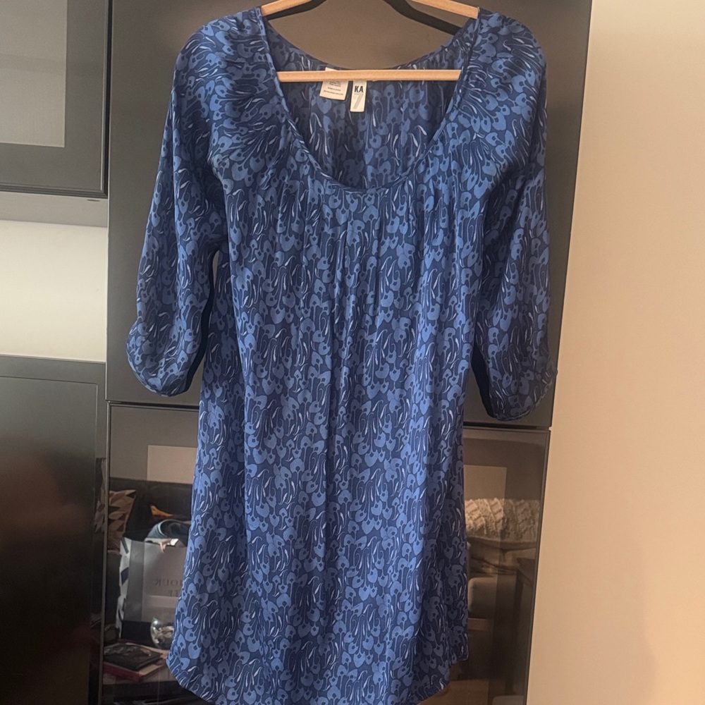 Blue Patterned Mini Dress - image 1